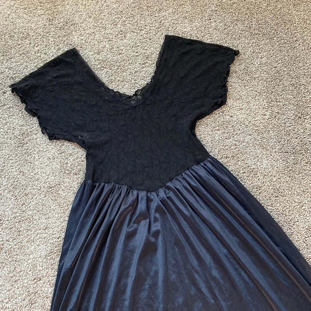 Vintage 80s 90s Cinema Etoile Lace Basque Waist Balletcore Nightgown sz M